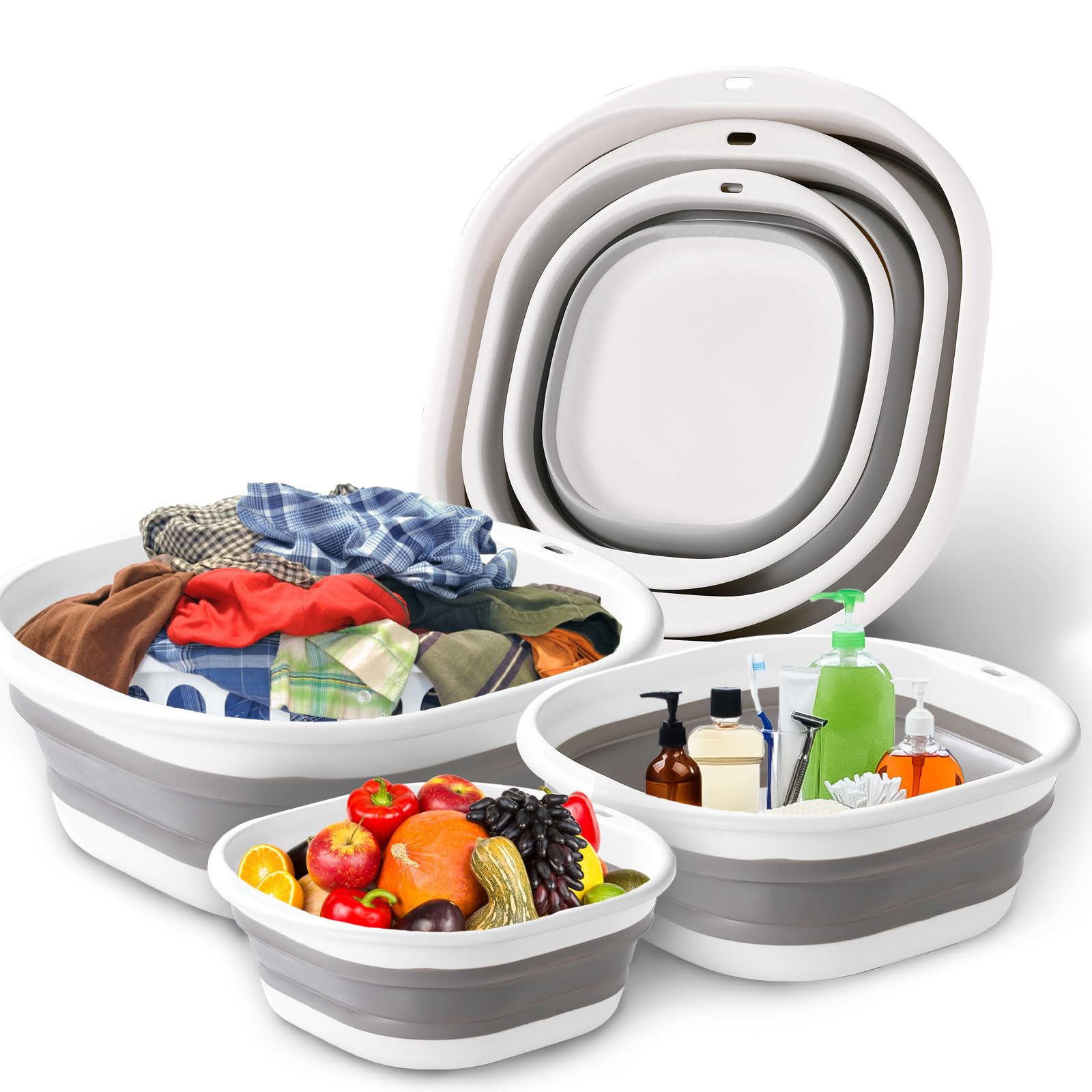 Camping Cooking Meals - 3 Pack Collapsible Tub Wash Basin