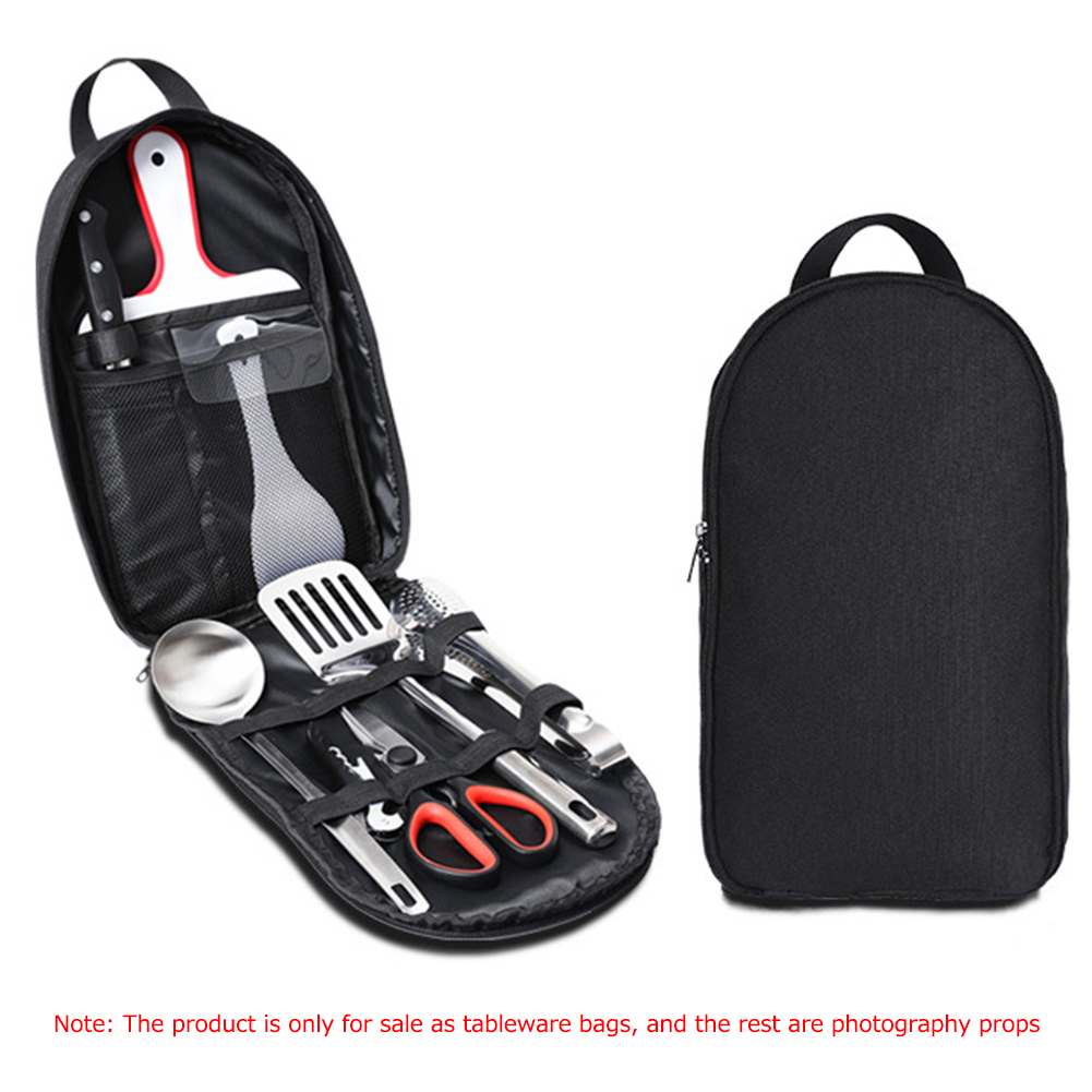 Camping Cooking Utensil Organizer - Large Capacity Picnic BBQ Tableware Pouch