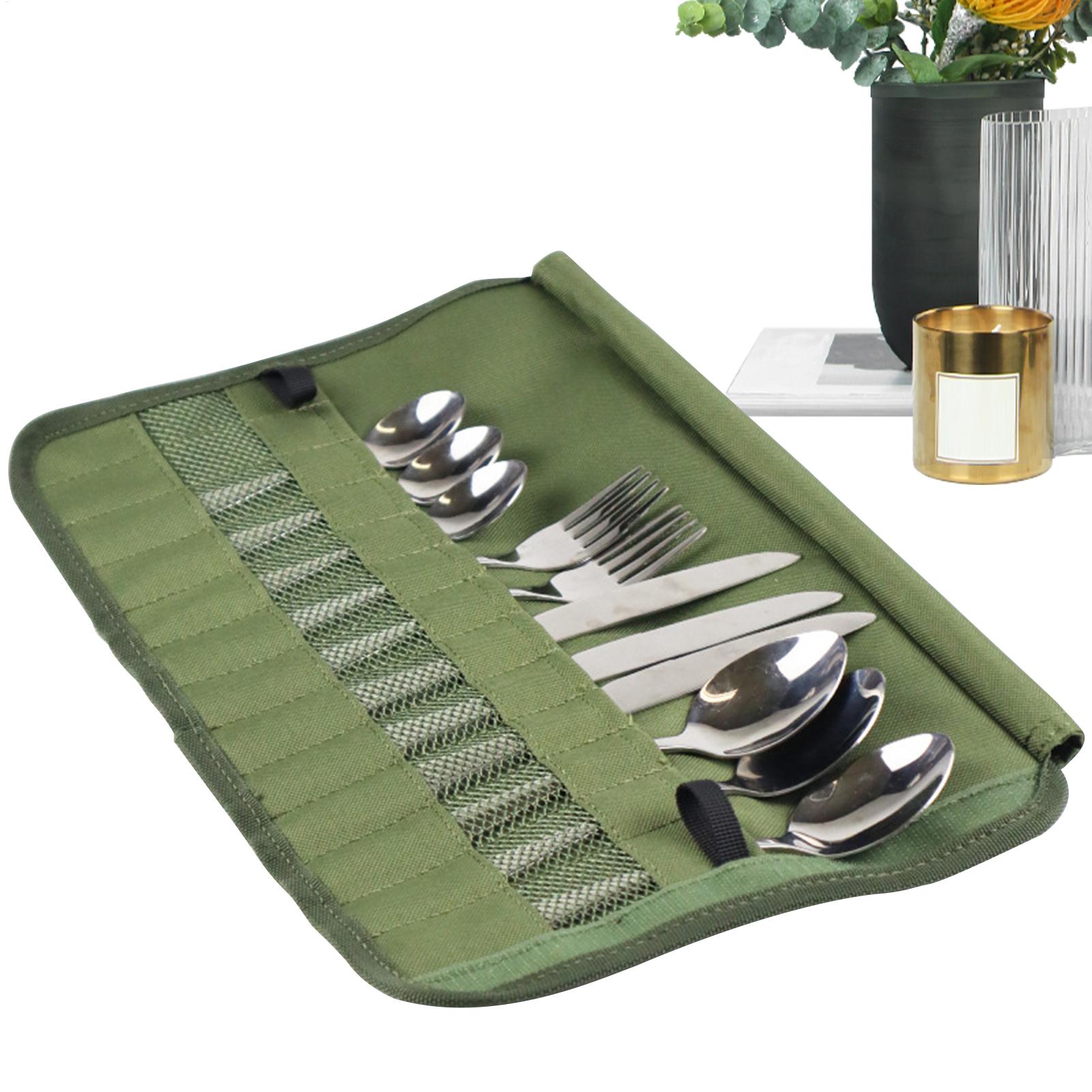 Camping Cooking Utensil Organizer - Camping Tableware Roll Bag Camping Travel