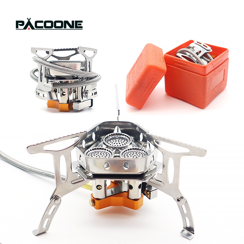 Camping Cooking Equipment Bag - PACOONE Three Heads Gas Stove Tourist
