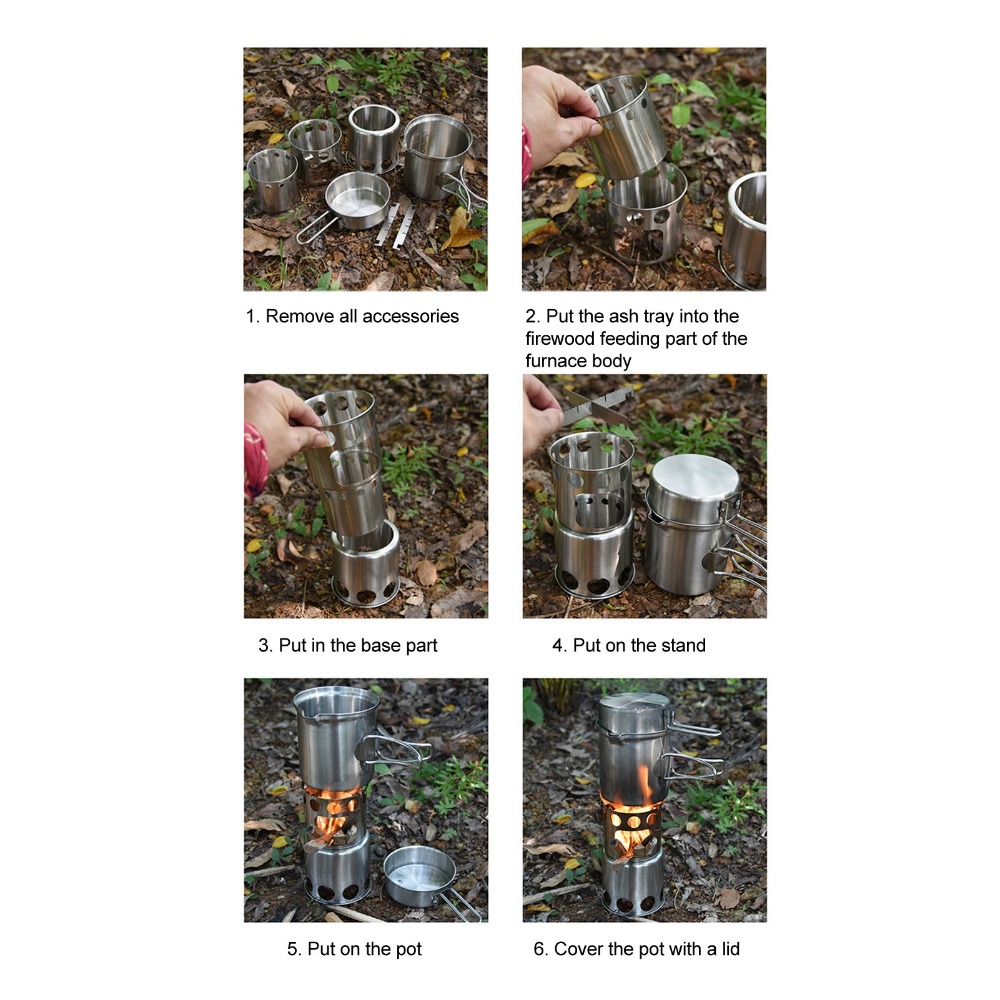 Durable Stainless Steel Campin - đánh giá và giá Camping Cooking Set Stainless Steel