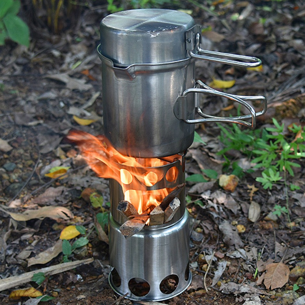 Durable Stainless Steel Campin - đánh giá và giá Camping Cooking Set Stainless Steel