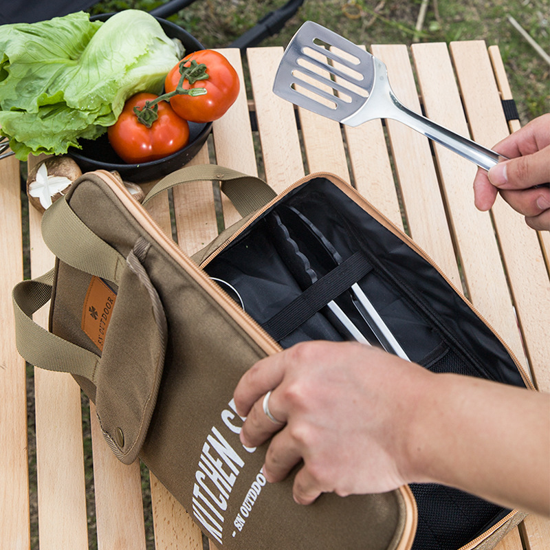 8pcs Camping Kitchen Cookware  - đánh giá và giá Camping Cooking Equipment Bag