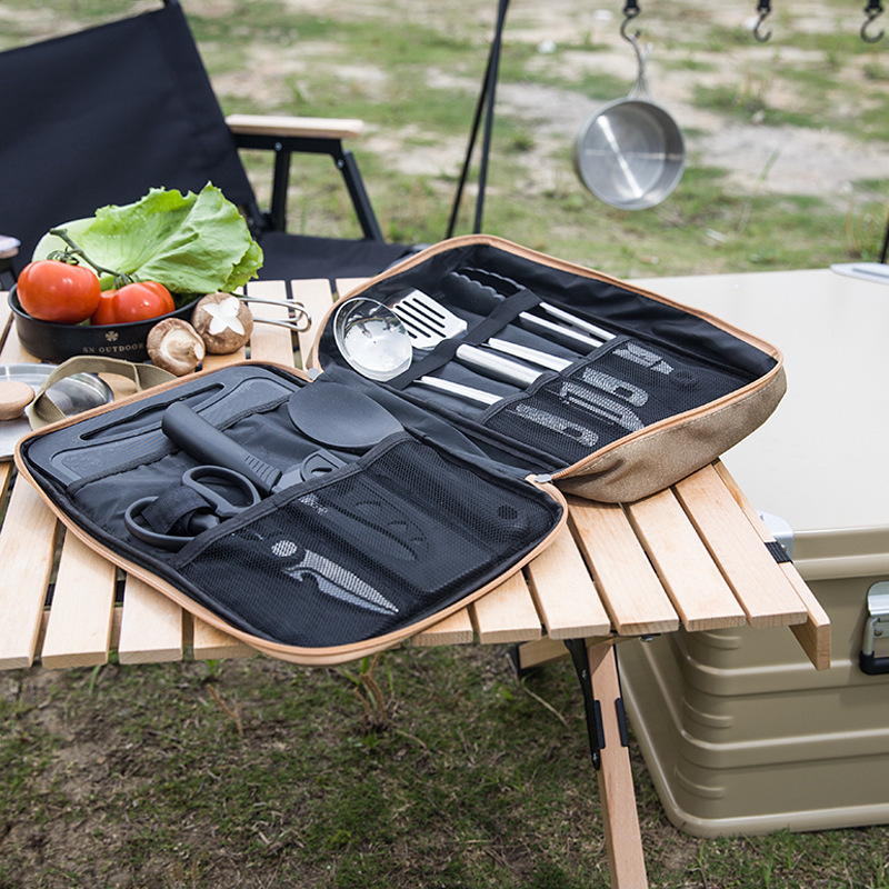 8pcs Camping Kitchen Cookware  - đánh giá và giá Camping Cooking Equipment Bag