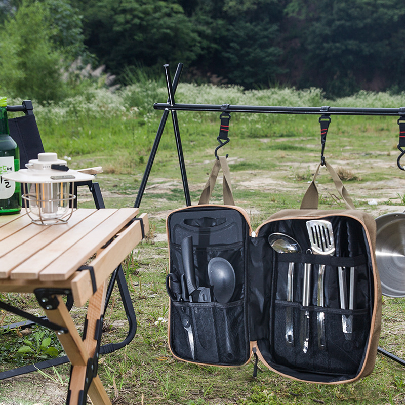 8pcs Camping Kitchen Cookware  - đánh giá và giá Camping Cooking Equipment Bag