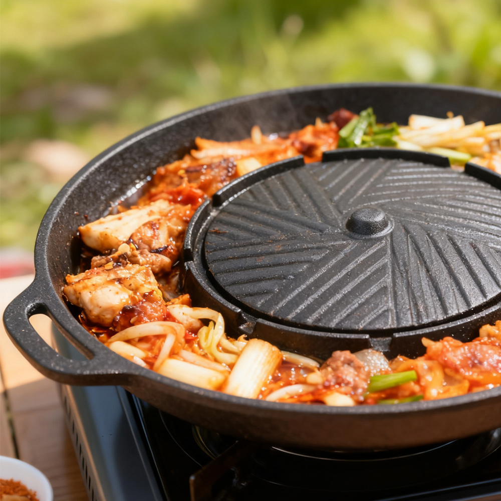 KOSUN Korean BBQ Grill Pan 2 i - đánh giá và giá Camping Cooking Survival