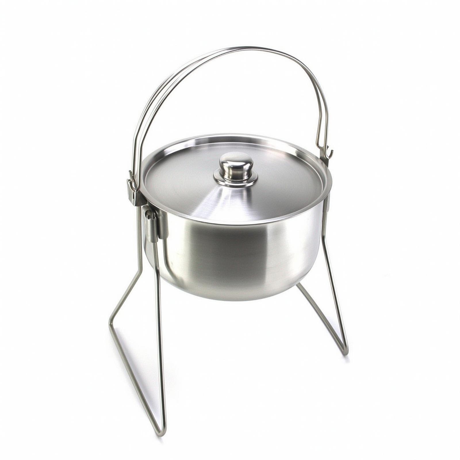 Pot with Tripod Frame Stainles - đánh giá và giá Camping Cooking Pot With Lid