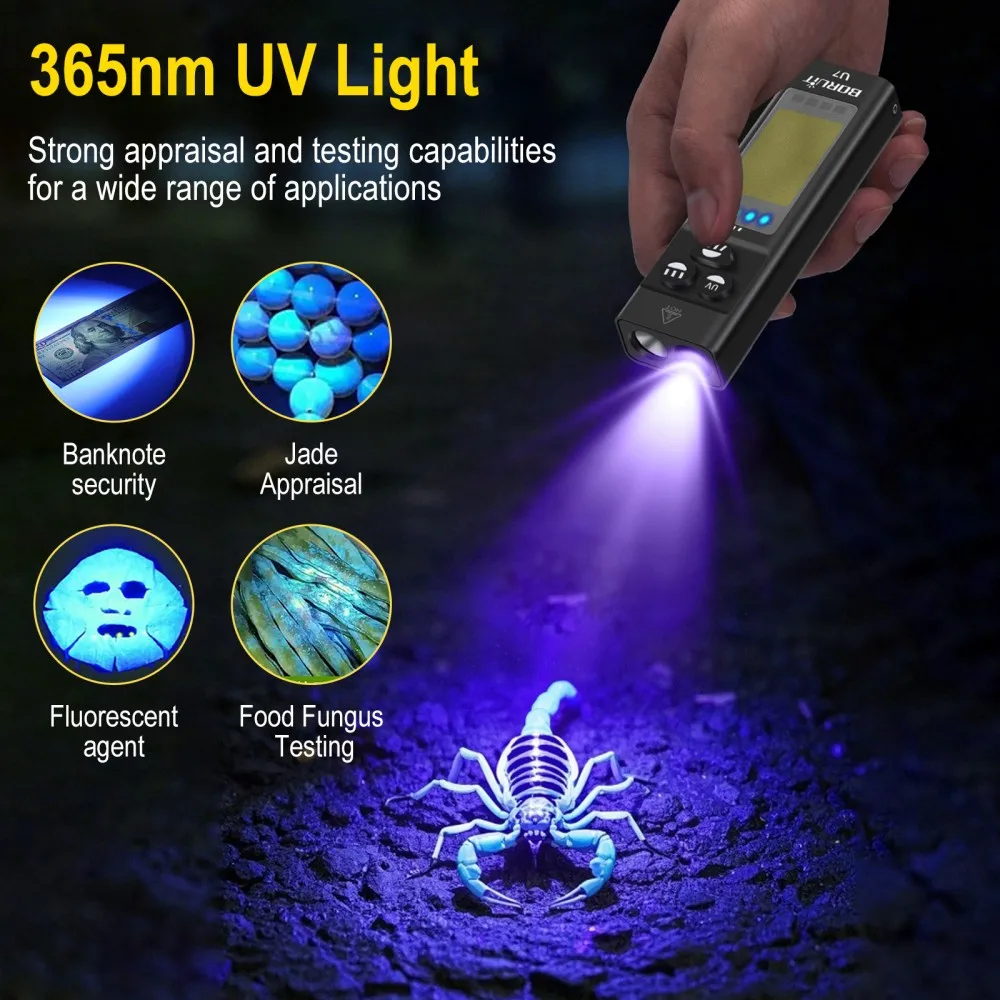 BORUiT U7 UV LED EDC Flashligh - đánh giá và giá Camping Cooking Fish