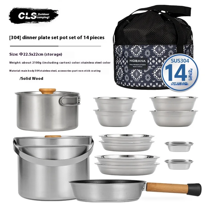 NOBANA&CLS 22PCS Stainless Ste - đánh giá và giá Camping Cooking Set Stainless Steel