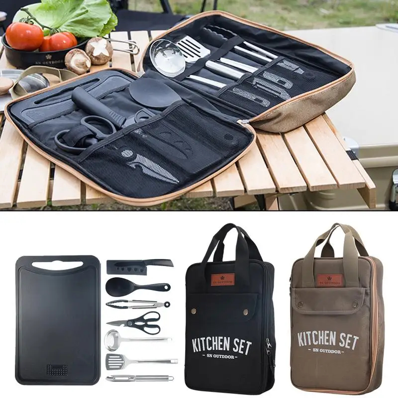 8pcs Camping Kitchen Cookware  - đánh giá và giá Camping Cooking Set Stainless Steel