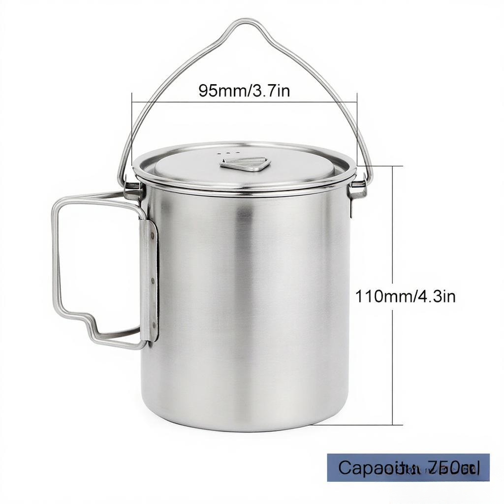 750ml Stainless Steel Pot Port - đánh giá và giá Camping Cooking Pot With Lid