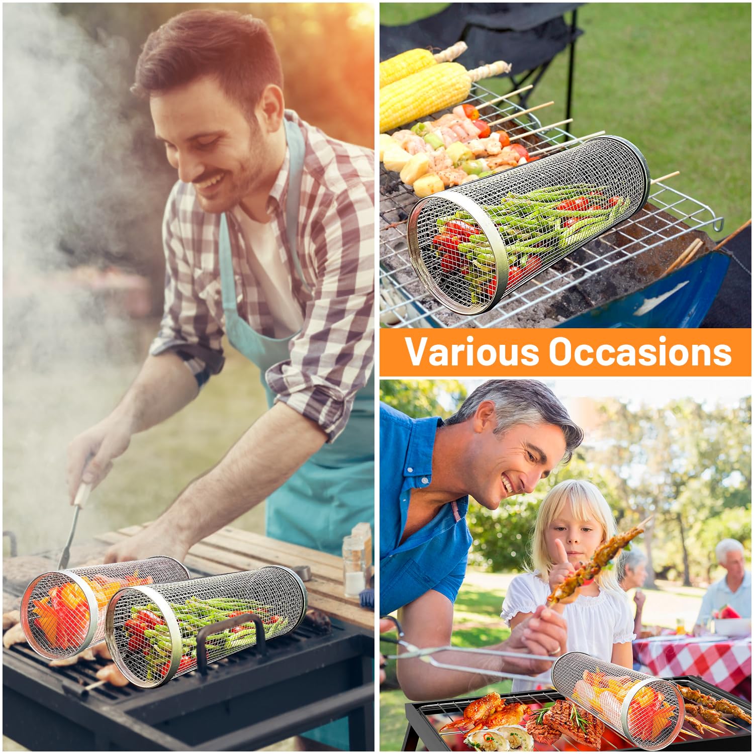 2 Pieces Rolling Grilling Bask - đánh giá và giá Camping Cooking Basket