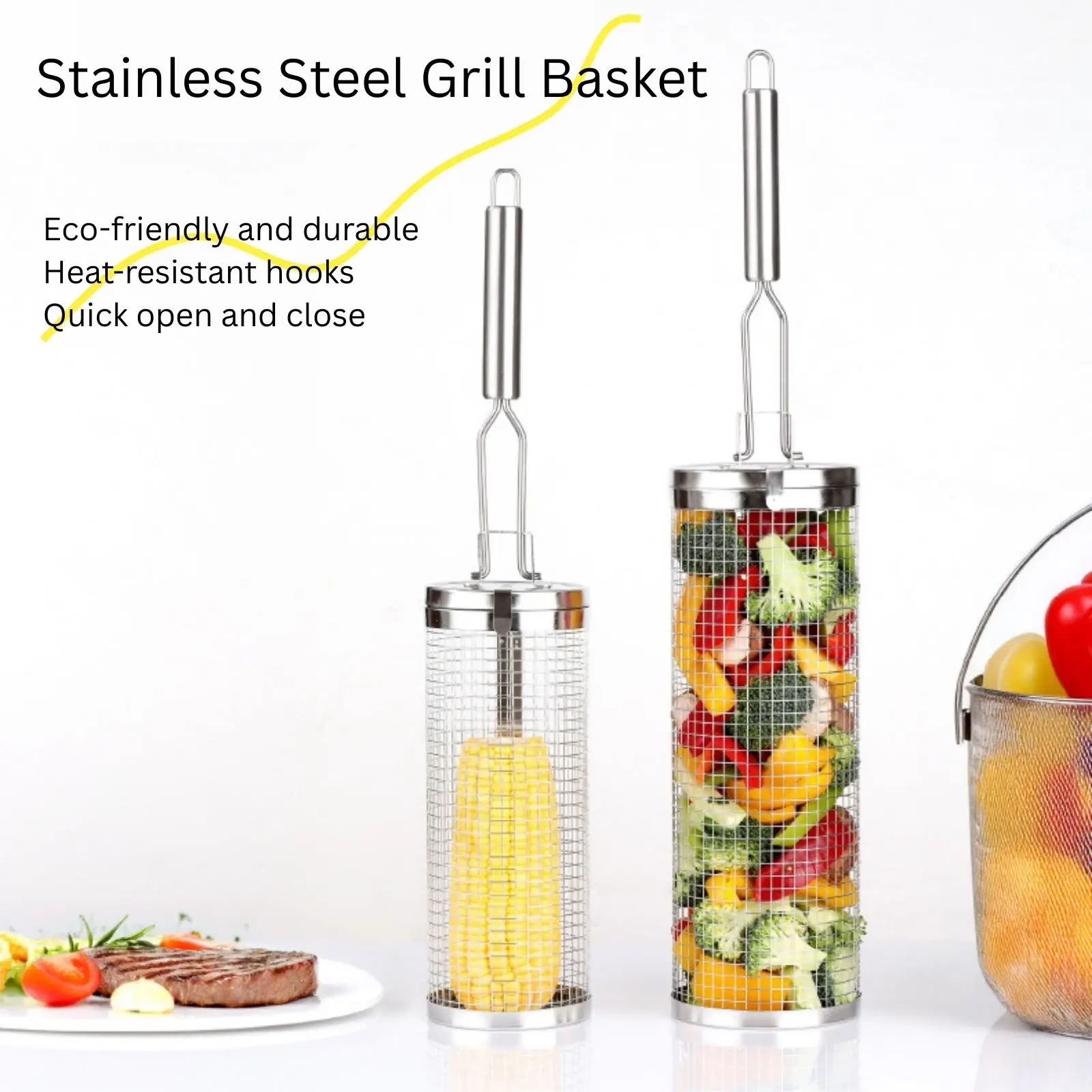 Stainless Steel Rolling Grill  - đánh giá và giá Camping Cooking Basket
