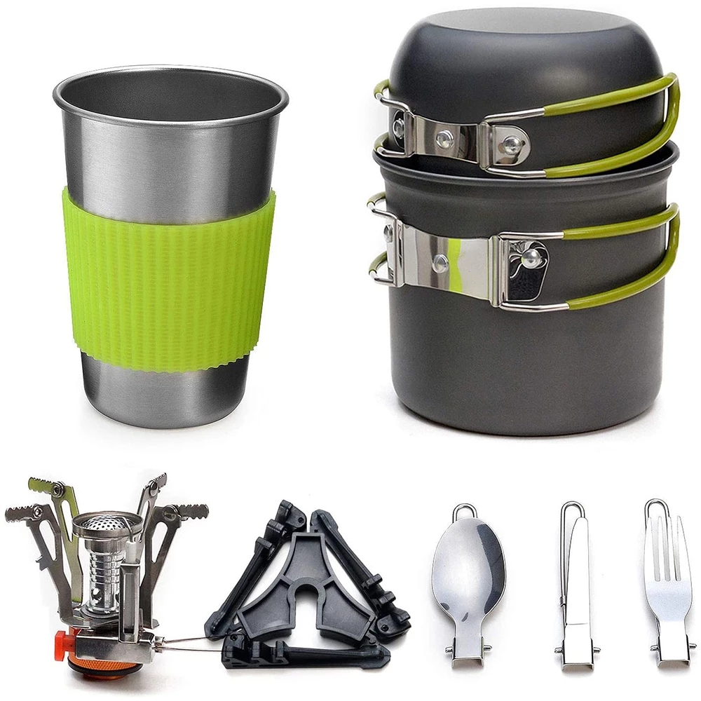 Camping Cookware Kit with Stov - đánh giá và giá Camping Cooking Set Stainless Steel
