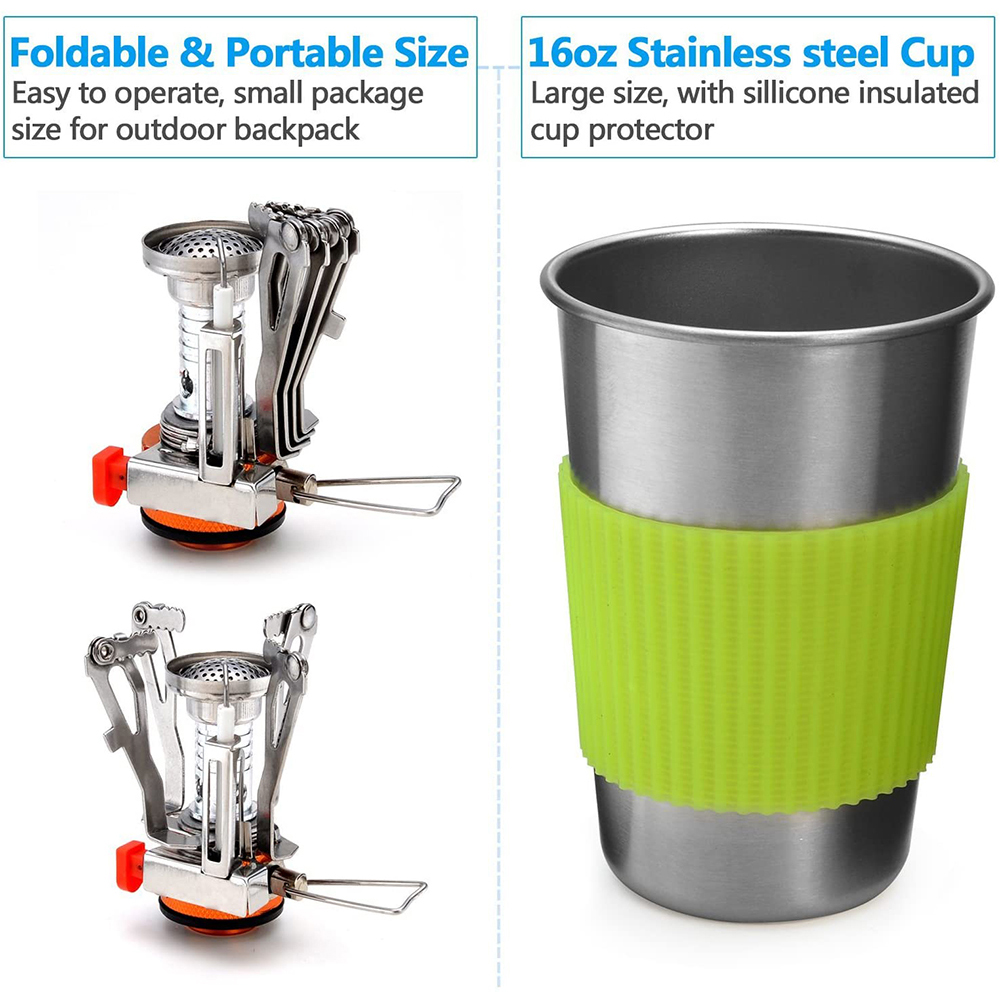 Camping Cookware Kit with Stov - đánh giá và giá Camping Cooking Set Stainless Steel